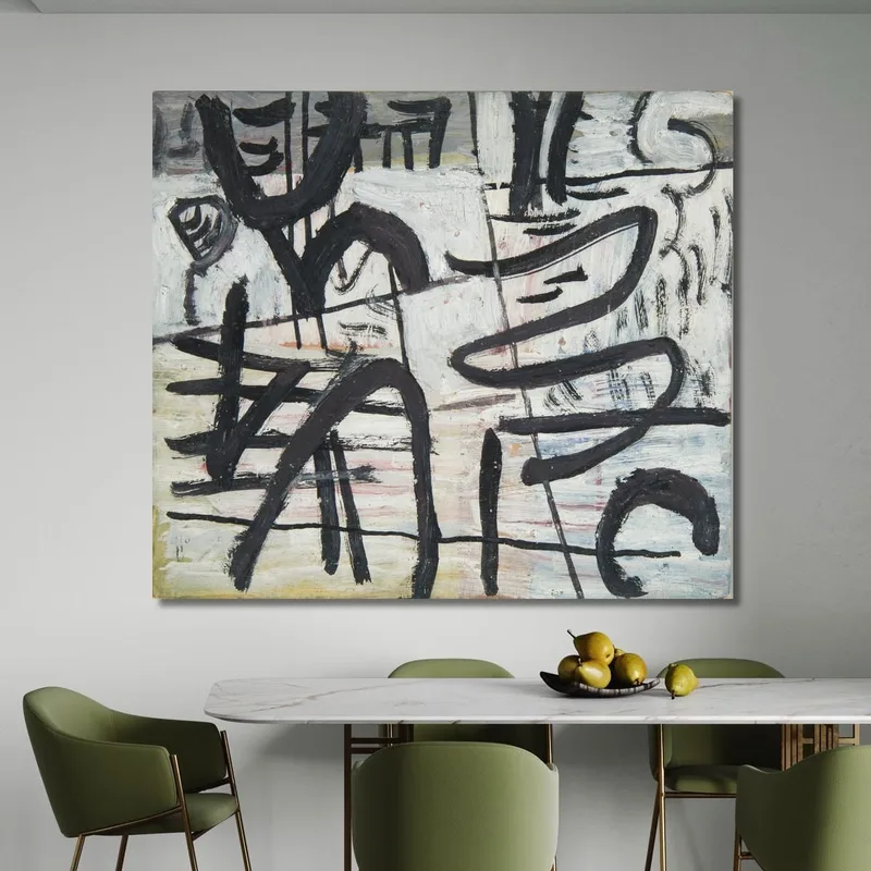 Composizione Astratta Con Linee Nere Sasza Blonder quadro stampa su tela