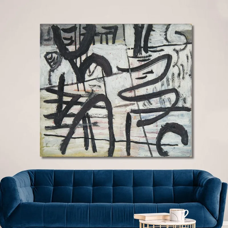 Composizione Astratta Con Linee Nere Sasza Blonder quadro stampa su tela
