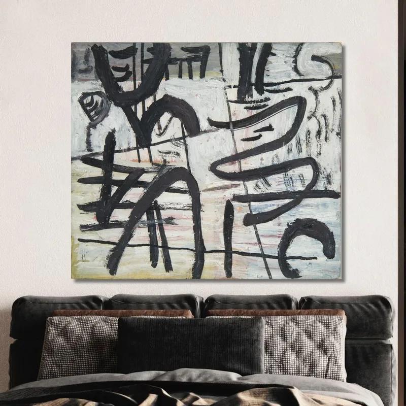Composizione Astratta Con Linee Nere Sasza Blonder quadro stampa su tela