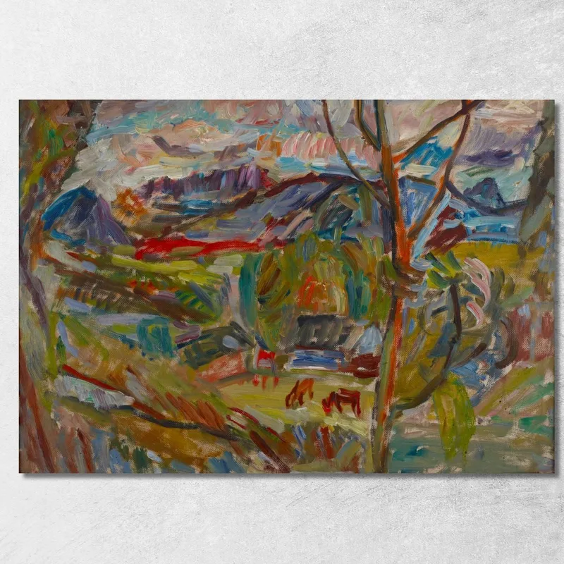 Paesaggio Montano Con Mucche Sasza Blonder quadro stampa su tela