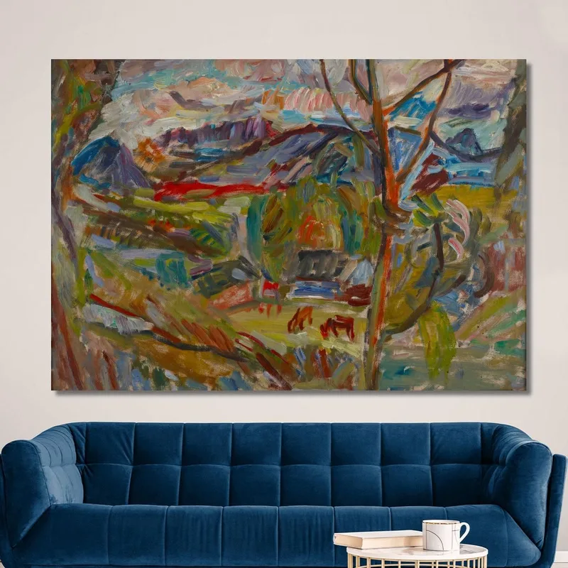 Paesaggio Montano Con Mucche Sasza Blonder quadro stampa su tela
