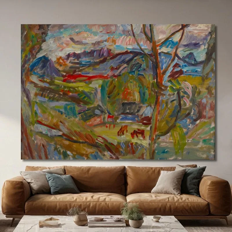 Paesaggio Montano Con Mucche Sasza Blonder quadro stampa su tela