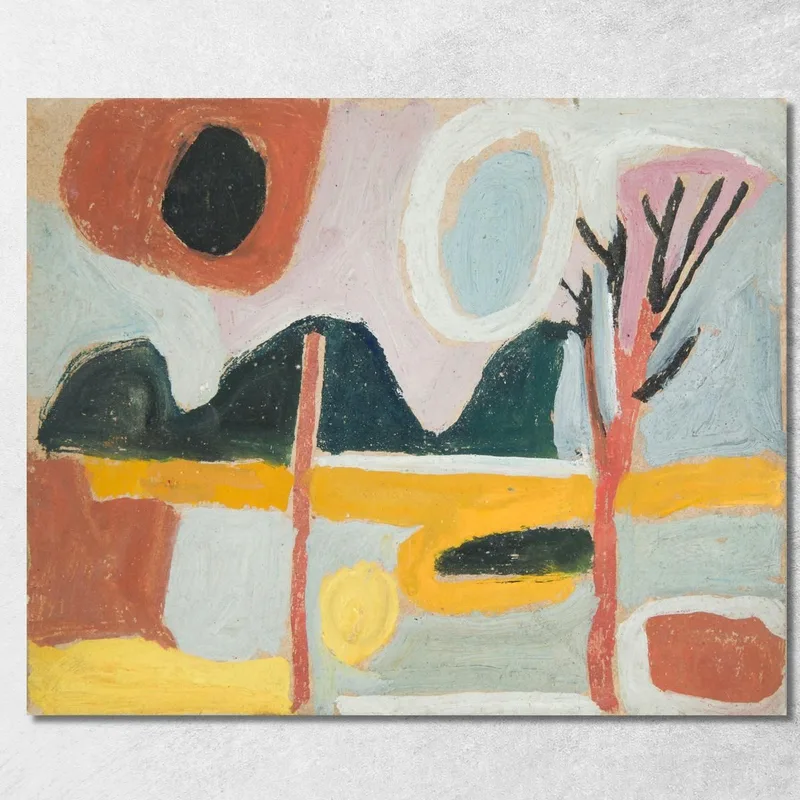 Paysage Stylisé Avec Un Arbre Sasza Blonder tableau impression sur toile