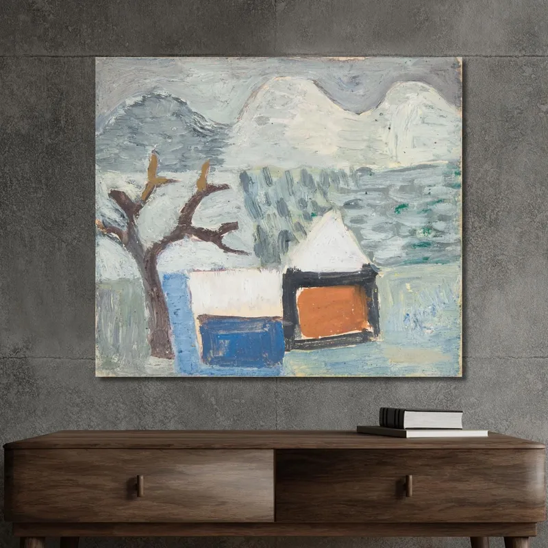 Paesaggio Invernale Con Case Sasza Blonder quadro stampa su tela
