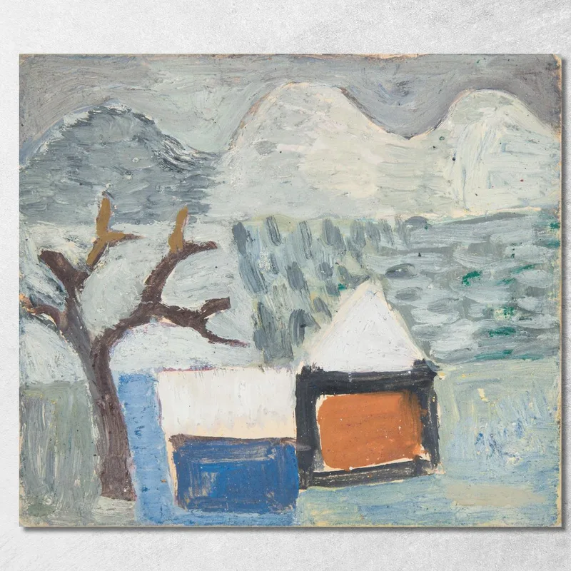 Paysage D'Hiver Avec Des Maisons Sasza Blonder tableau impression sur toile