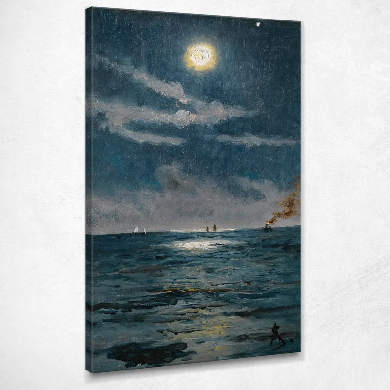Una Scena Marina Tranquilla Al Chiaro Di Luna Alfred Stevens quadro stampa su tela