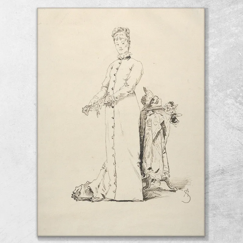 Eine Stehende Junge Dame Zieht Ihre Handschuhe Aus Alfred Stevens