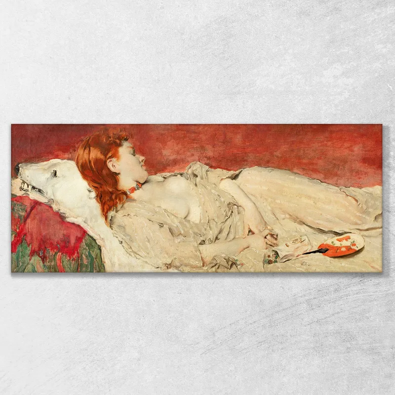 Una Giovane Ragazza Dai Capelli Rossi Che Dorme Su Una Pelle D'Orso Alfred Stevens