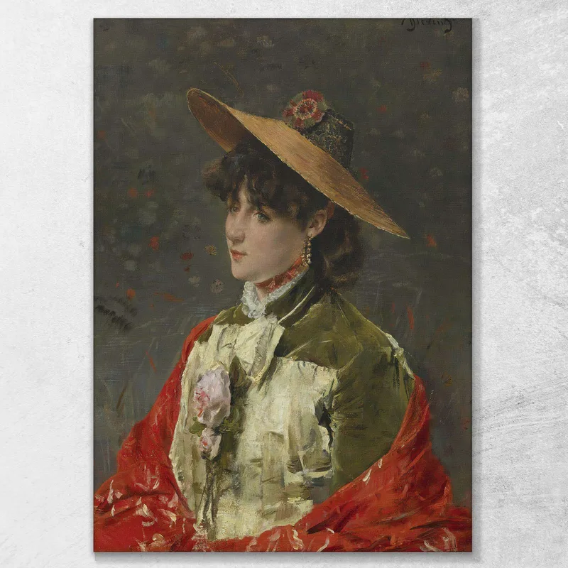 Frau Mit Strohhut Alfred Stevens