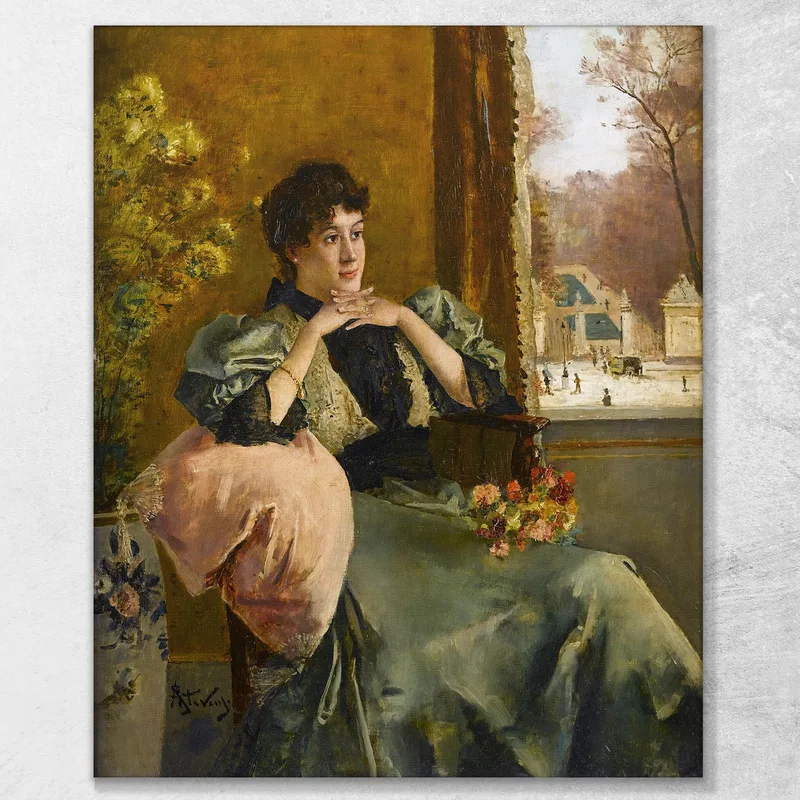 Mujer Pensativa Cerca De La Ventana Alfred Stevens