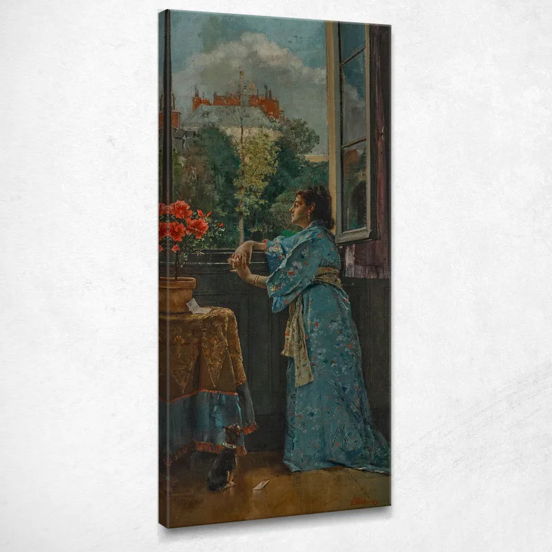 A Woman At Window The Blue Kimono Alfred Stevens canvas print