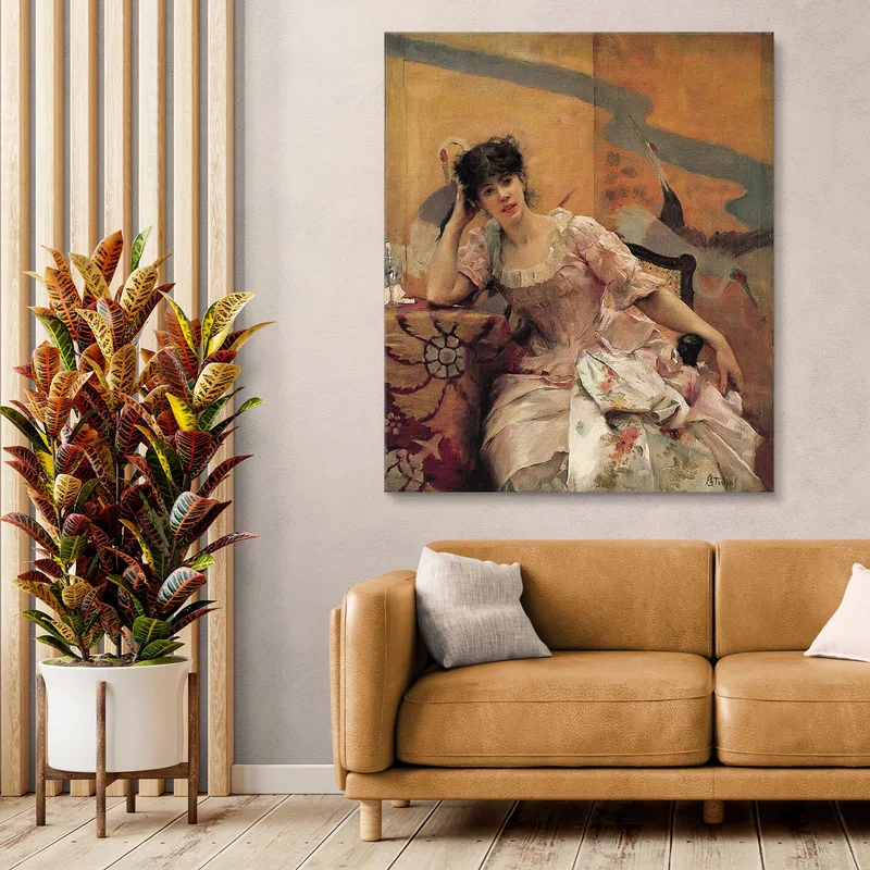 Mujer Joven Con Una Pantalla Japonesa Alfred Stevens