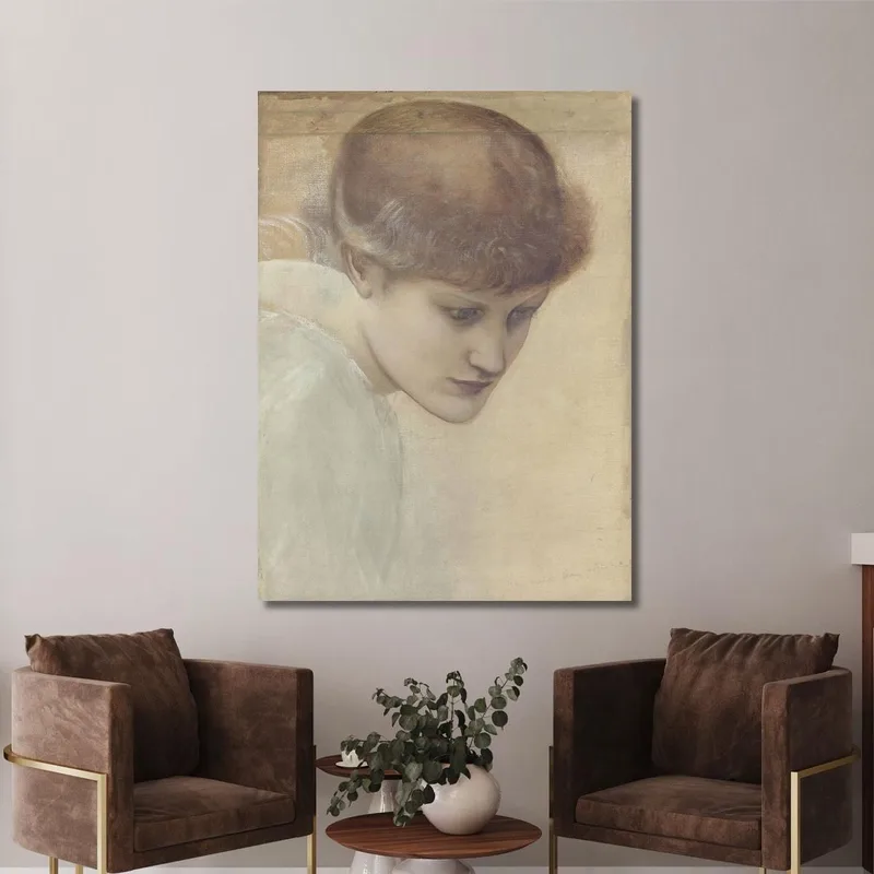 Étude De La Tête De Dorothy Dene Regardant Vers Le Bas Pour Les Escaliers Dorés Sir Edward Coley Burne-Jones