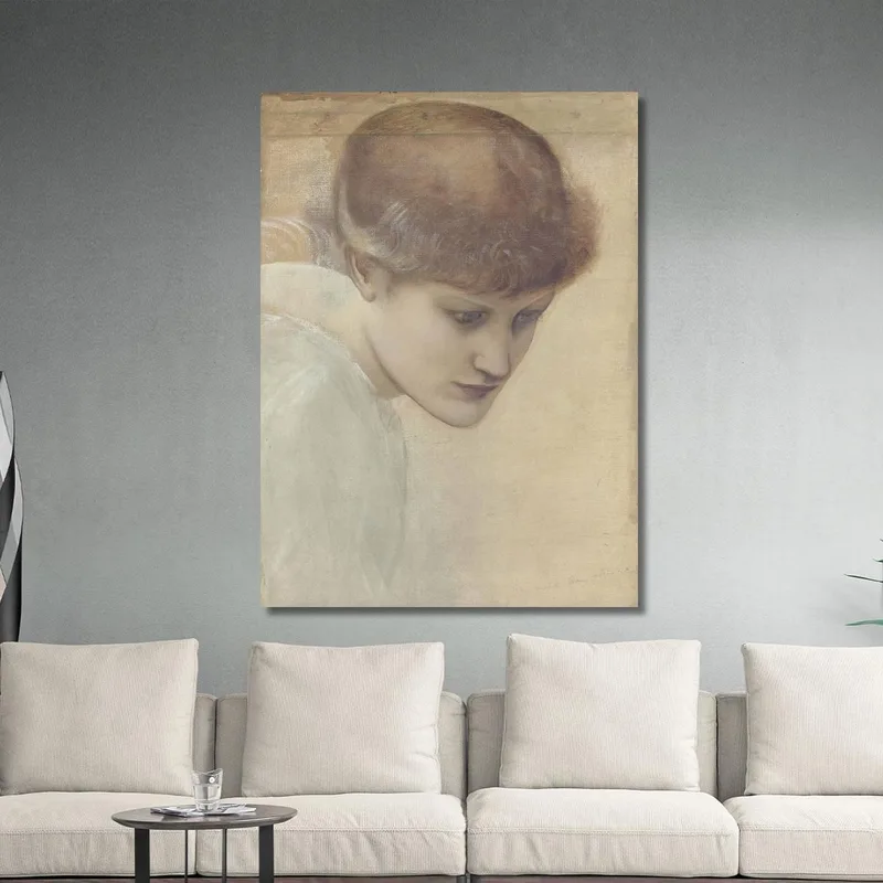 Étude De La Tête De Dorothy Dene Regardant Vers Le Bas Pour Les Escaliers Dorés Sir Edward Coley Burne-Jones
