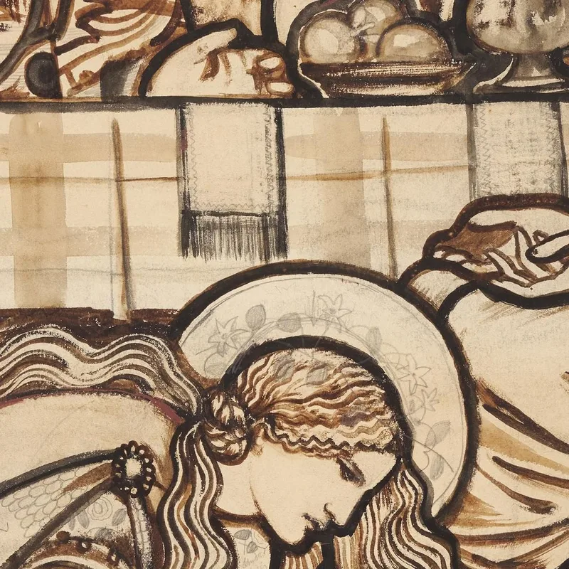 La Magdalena Ungiendo Los Pies De Cristo Sir Edward Coley Burne-Jones