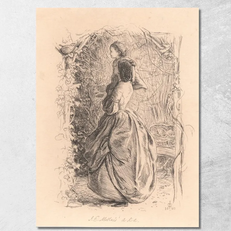 Felice Primavera – Donna E Bambino Che Osservano Un Uccello Nel Nido Sir John Everett Millais quadro stampa su tela