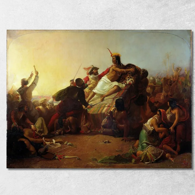 Pizarro Che Cattura L'Inca Del Perù Sir John Everett Millais quadro stampa su tela