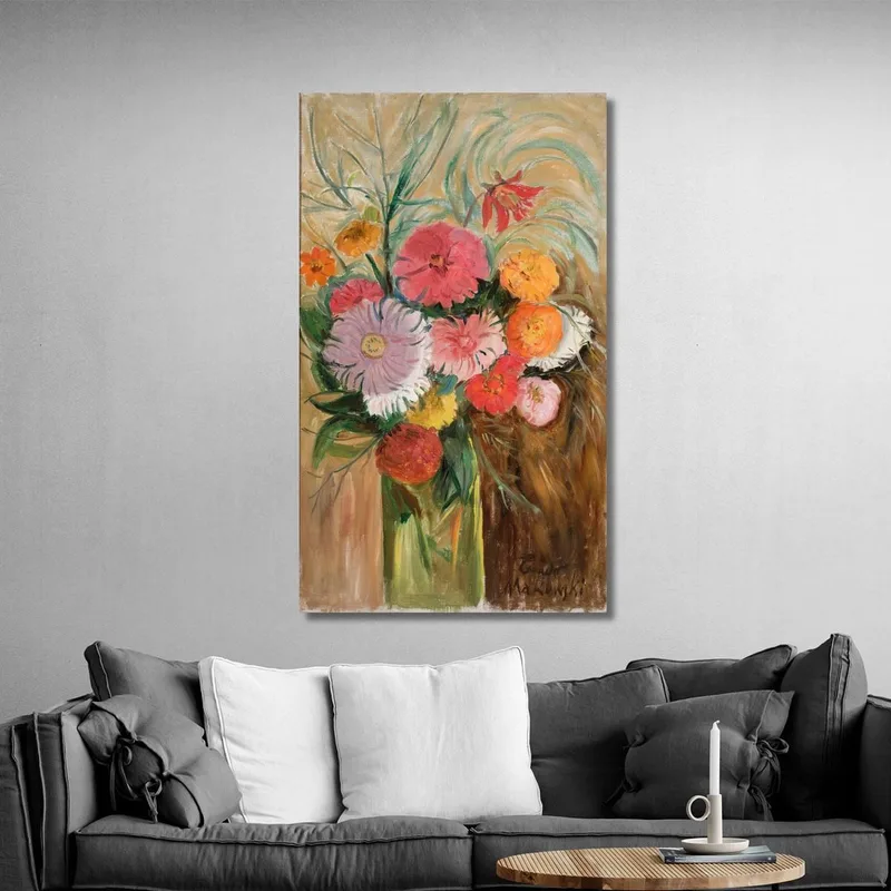 Zinnias Et Asters Dans Un Bocal En Verre Tadeusz Makowski