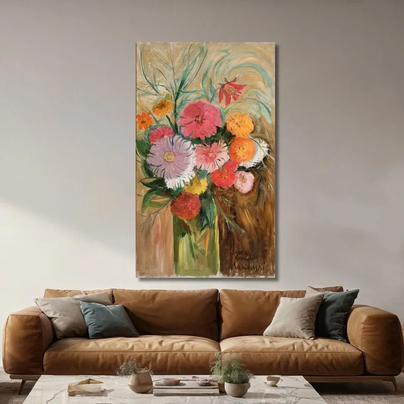 Zinnias Et Asters Dans Un Bocal En Verre Tadeusz Makowski