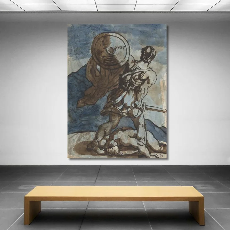 Un Guerriero Che Tiene Uno Scudo E Una Spada Visto Da Dietro Théodore Géricault