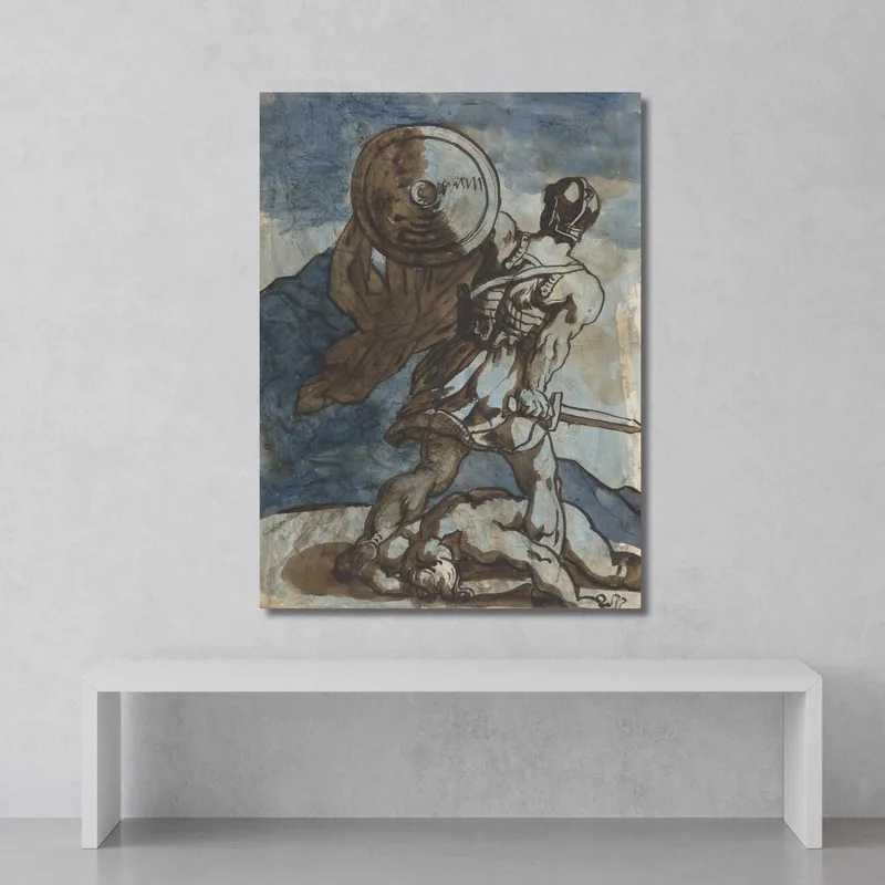 Un Guerriero Che Tiene Uno Scudo E Una Spada Visto Da Dietro Théodore Géricault