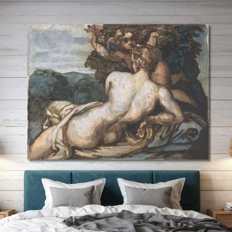 Vénus Et Cupidon Dans Un Paysage D'Après Annibale Carracci Théodore Géricault