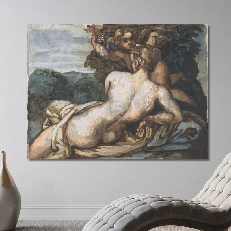 Vénus Et Cupidon Dans Un Paysage D'Après Annibale Carracci Théodore Géricault