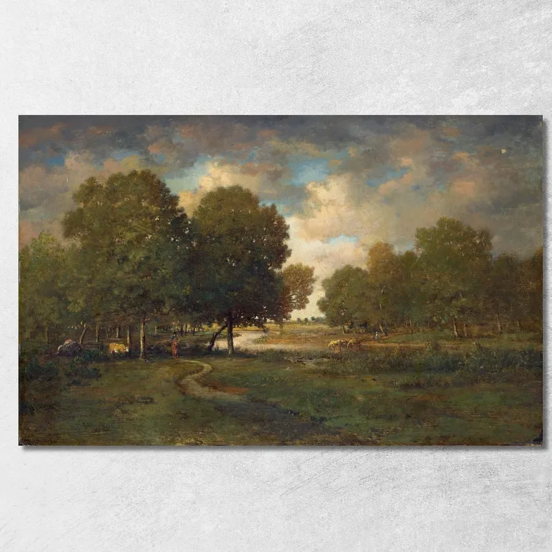 Un Fiume In Un Prato Théodore Rousseau quadro stampa su tela