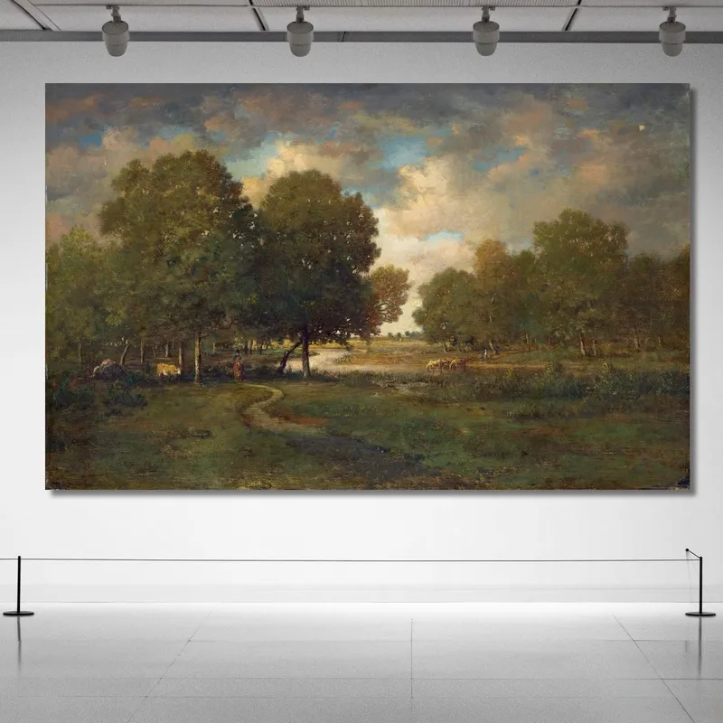 Une Rivière Dans Un Pré Théodore Rousseau