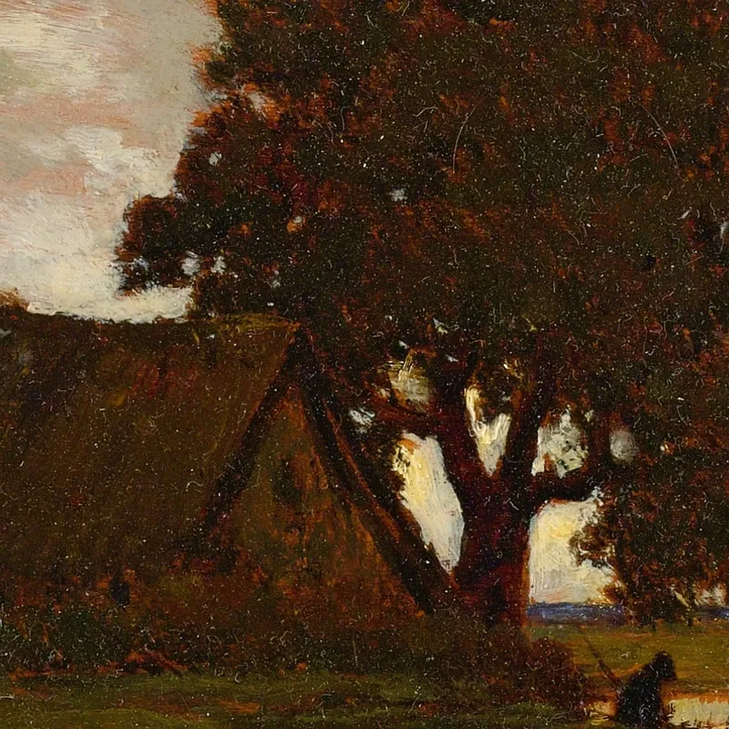 Cottage Dal Tetto Di Paglia Vicino Allo Stagno Théodore Rousseau