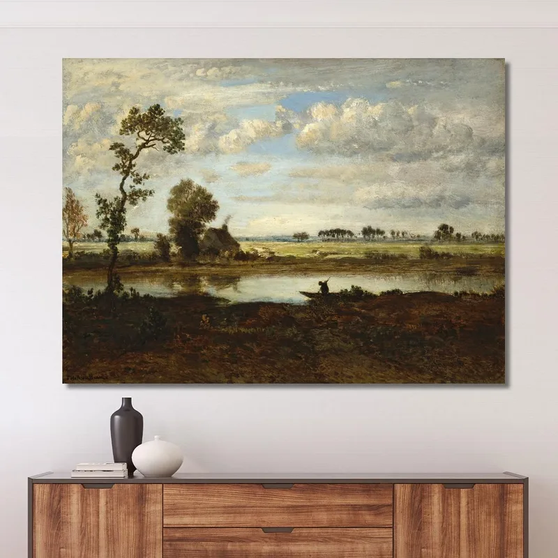 Paysage Avec Batelier Théodore Rousseau