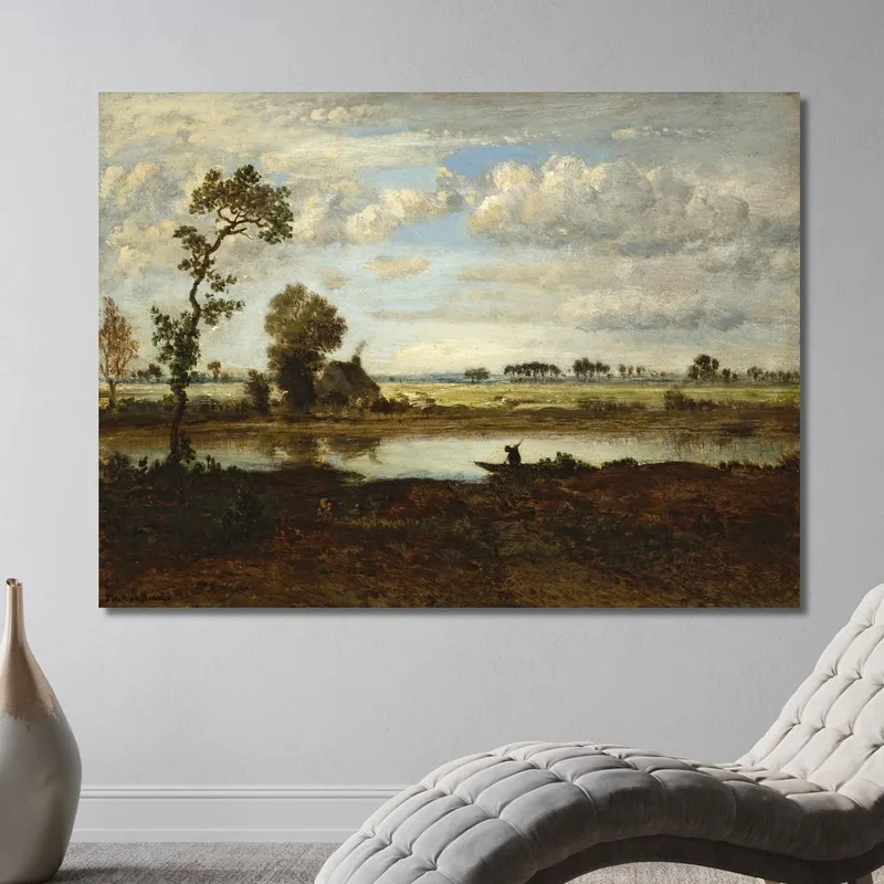 Paysage Avec Batelier Théodore Rousseau