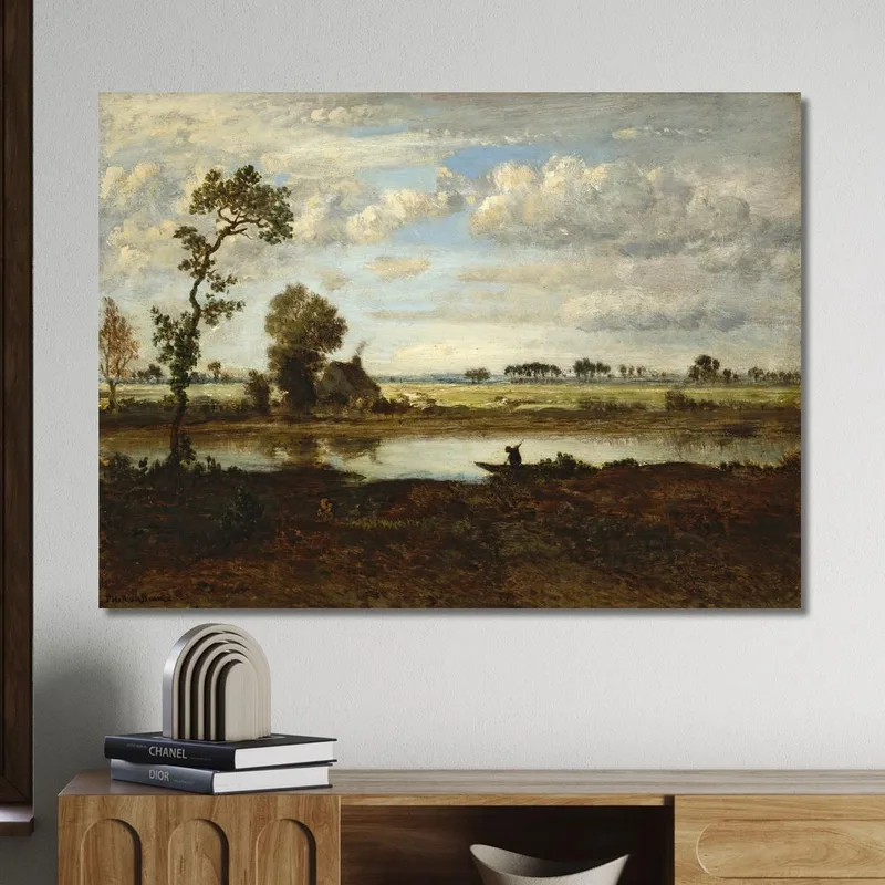 Paysage Avec Batelier Théodore Rousseau