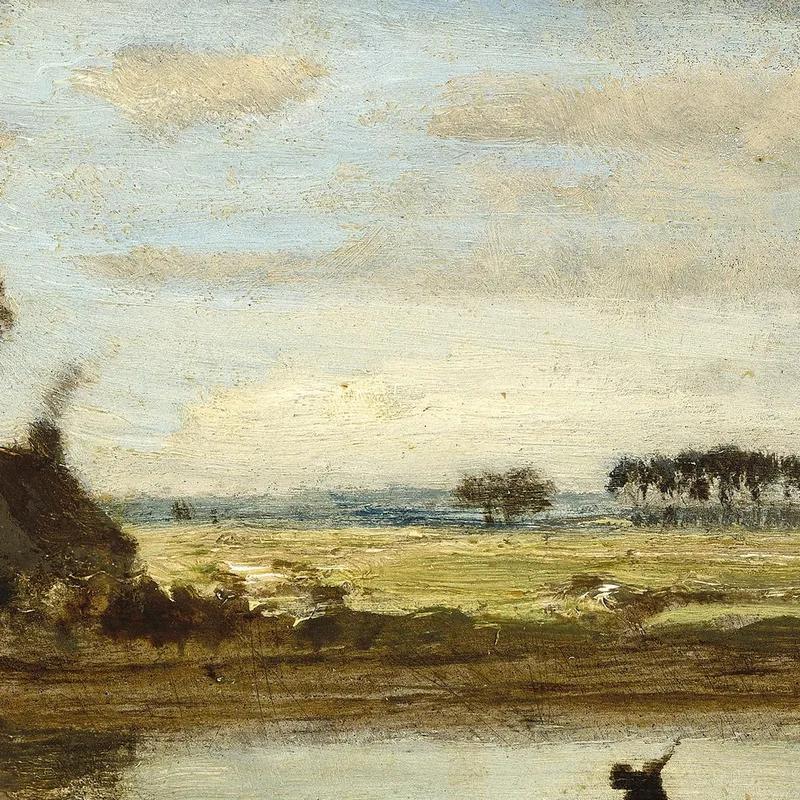 Paysage Avec Batelier Théodore Rousseau