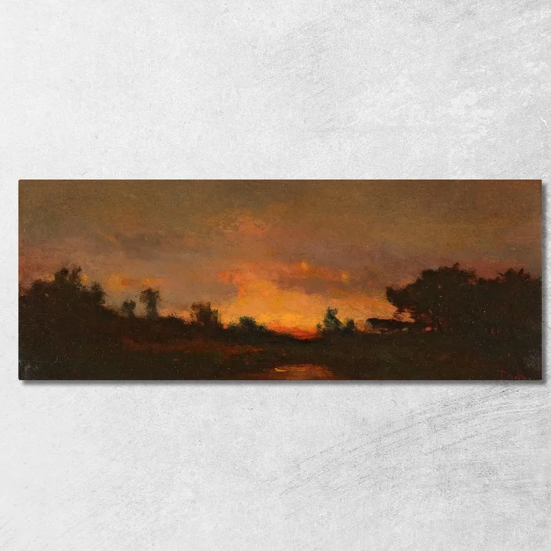 Paesaggio Con Tramonto Théodore Rousseau quadro stampa su tela