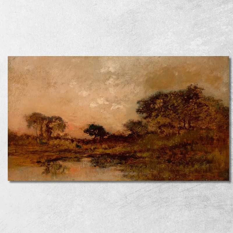 Étang Au Crépuscule Théodore Rousseau tableau impression sur toile