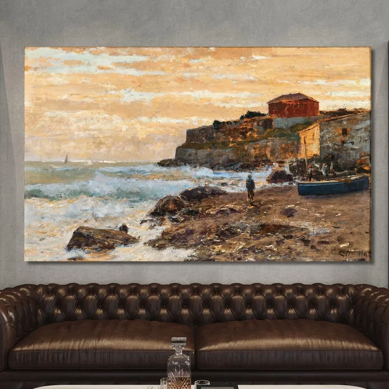 Un Barco Pesquero En La Playa Al Atardecer Alfred Zoff