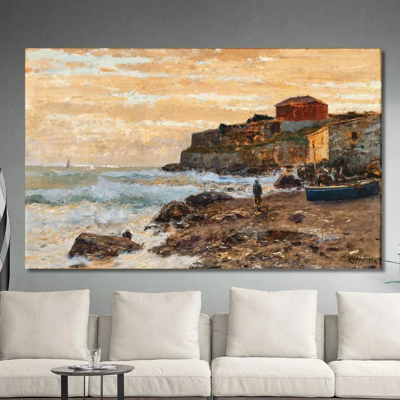 Un Barco Pesquero En La Playa Al Atardecer Alfred Zoff