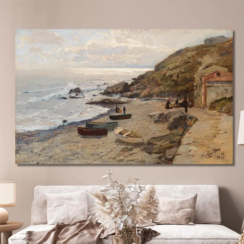 Ambiente Nocturno Con Pescadores En La Costa. Alfred Zoff