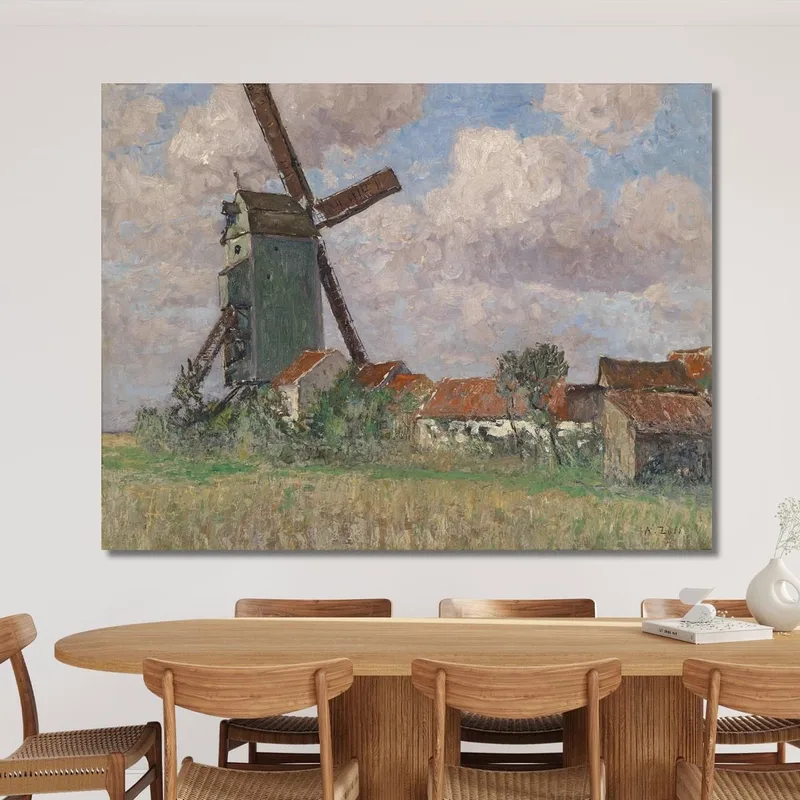 Molino De Viento Y Pueblo En Bélgica Alfred Zoff