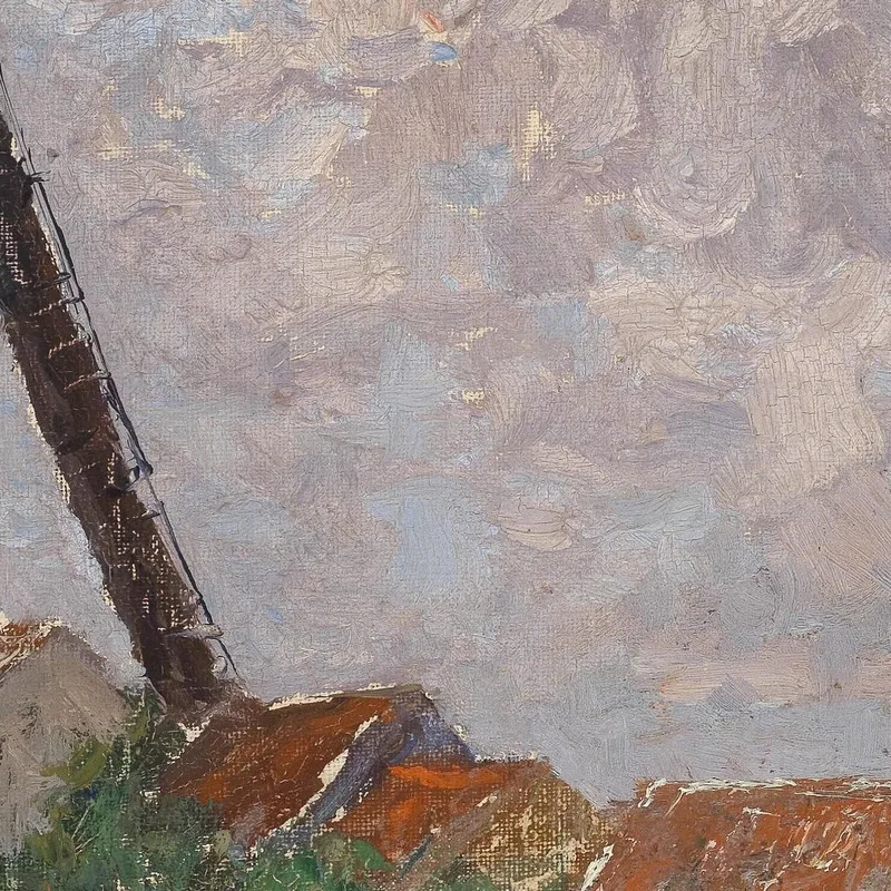 Molino De Viento Y Pueblo En Bélgica Alfred Zoff
