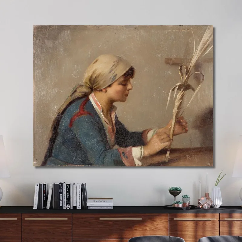 Ragazza Che Intreccia Rami Di Salice Theodoros Ralli quadro stampa su tela