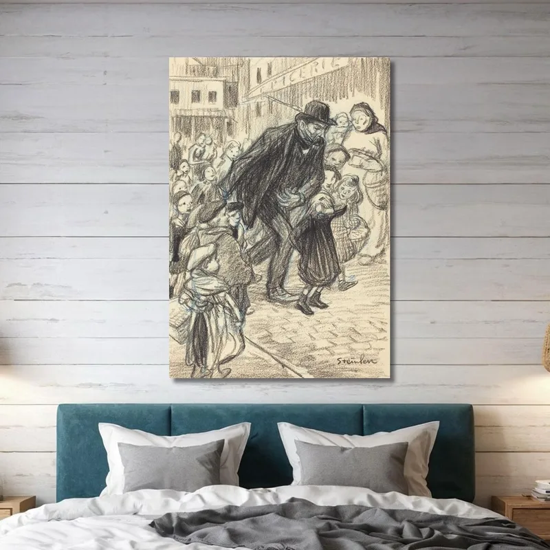 Un Uomo Su Una Strada Cittadina Circondato Da Bambini Un Père Théophile Alexandre Steinlen