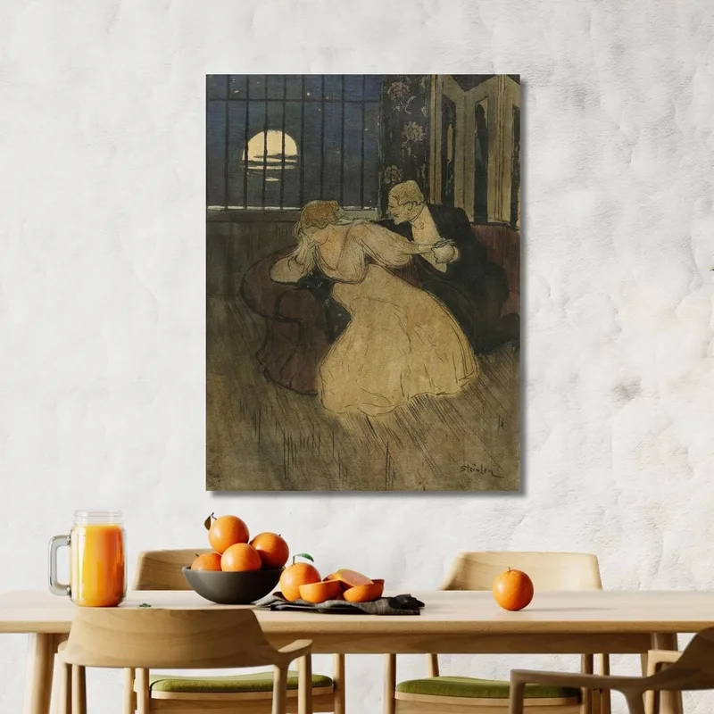 Caballero Con Falda Tratando De Persuadir A Una Dama Que Duda En Un Sofá Théophile Alexandre Steinlen
