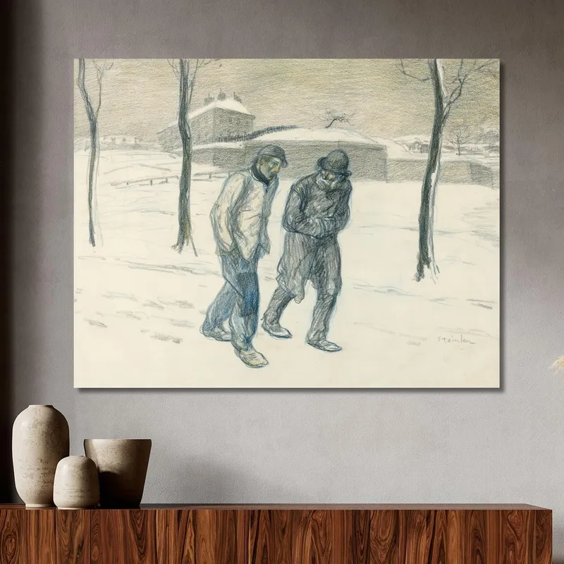 Deux Vagabonds Marchant Dans La Neige Théophile Alexandre Steinlen