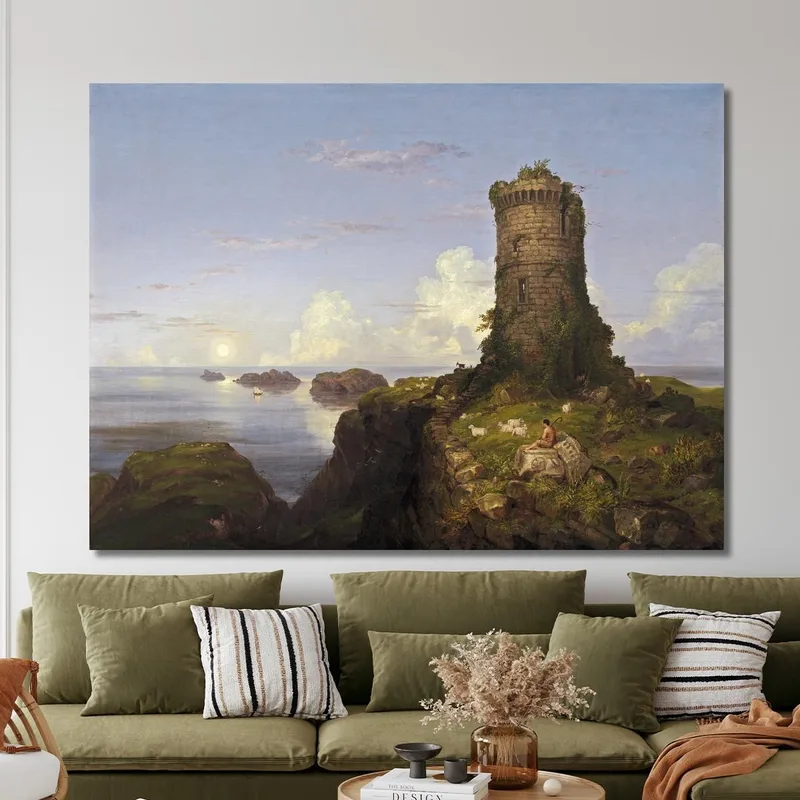 Italienische Küstenszene Mit Zerstörtem Turm Thomas Cole