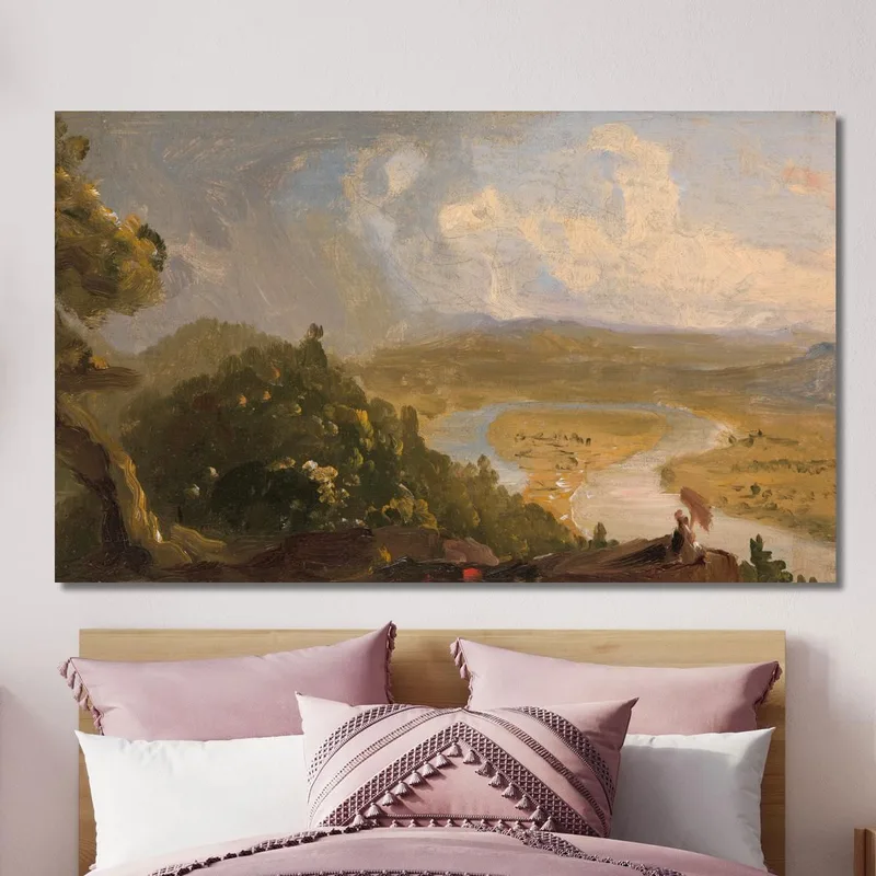 Skizze Für 'Blick Vom Mount Holyoke Northampton Massachusetts Nach Einem Gewitter: Der Oxbow' Thomas Cole