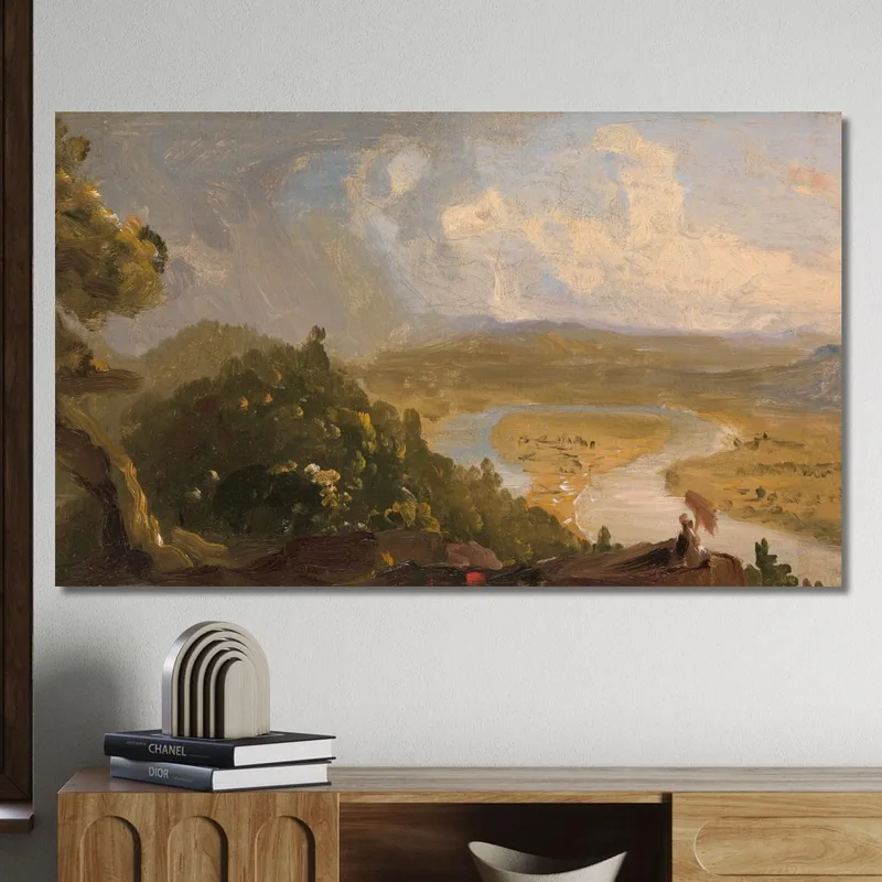Skizze Für 'Blick Vom Mount Holyoke Northampton Massachusetts Nach Einem Gewitter: Der Oxbow' Thomas Cole