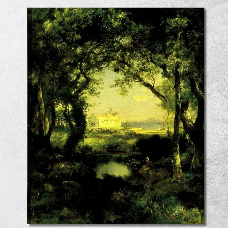 Una Hacienda Messicana Sul Lago Cuitzeo Thomas Moran quadro stampa su tela