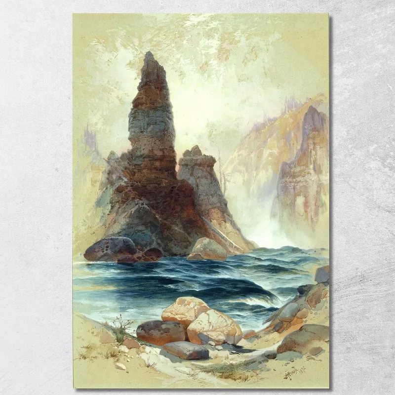 Sopra Tower Falls Yellowstone Thomas Moran quadro stampa su tela